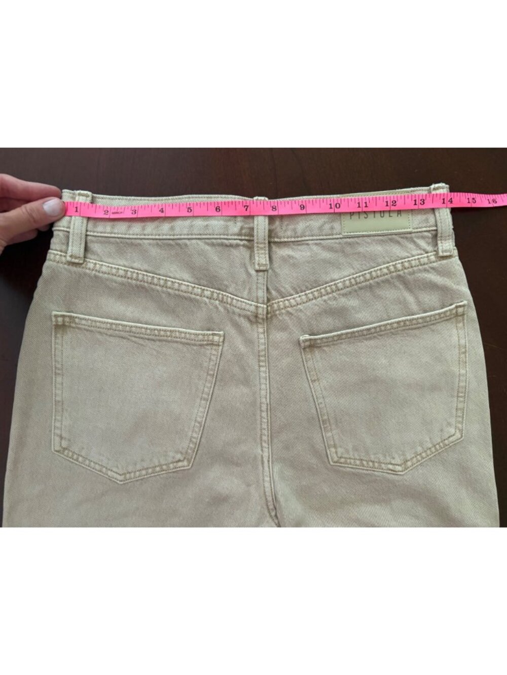Pistola Ryder High Rise Cuffed Wide Leg Cropped Jeans Oatmeal Tan Beige Size 26 - Picture 6 of 14